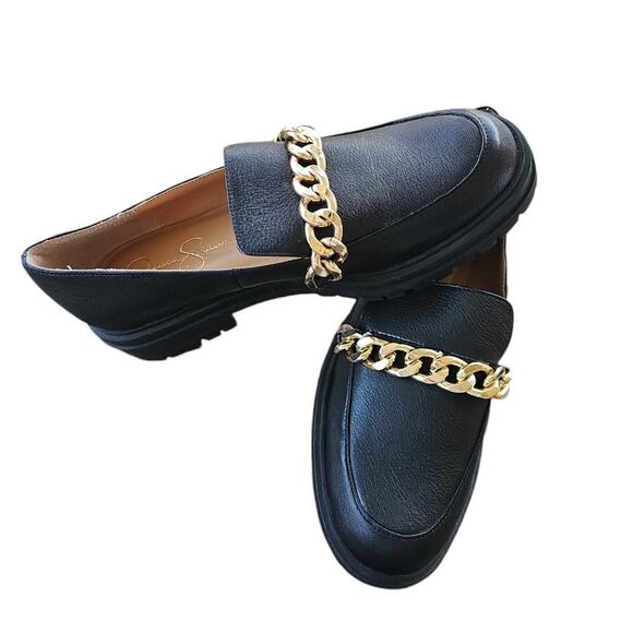 Jessica Simpson Disila Leather Slip-On Loafers Black Size 9 - Picture 2 of 7